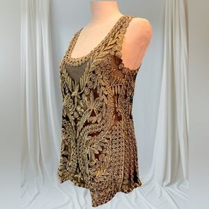 Lace Black and gold Blouse one size fits Small